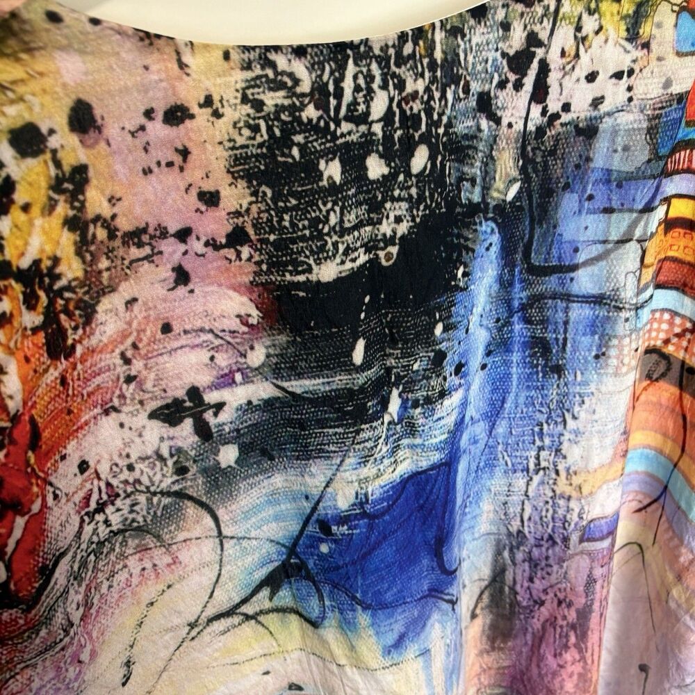 North Style Women’s Tiered Abstract Woven Top 2X Layered Funky Artsy Art To Wear - Picture 11 of 11